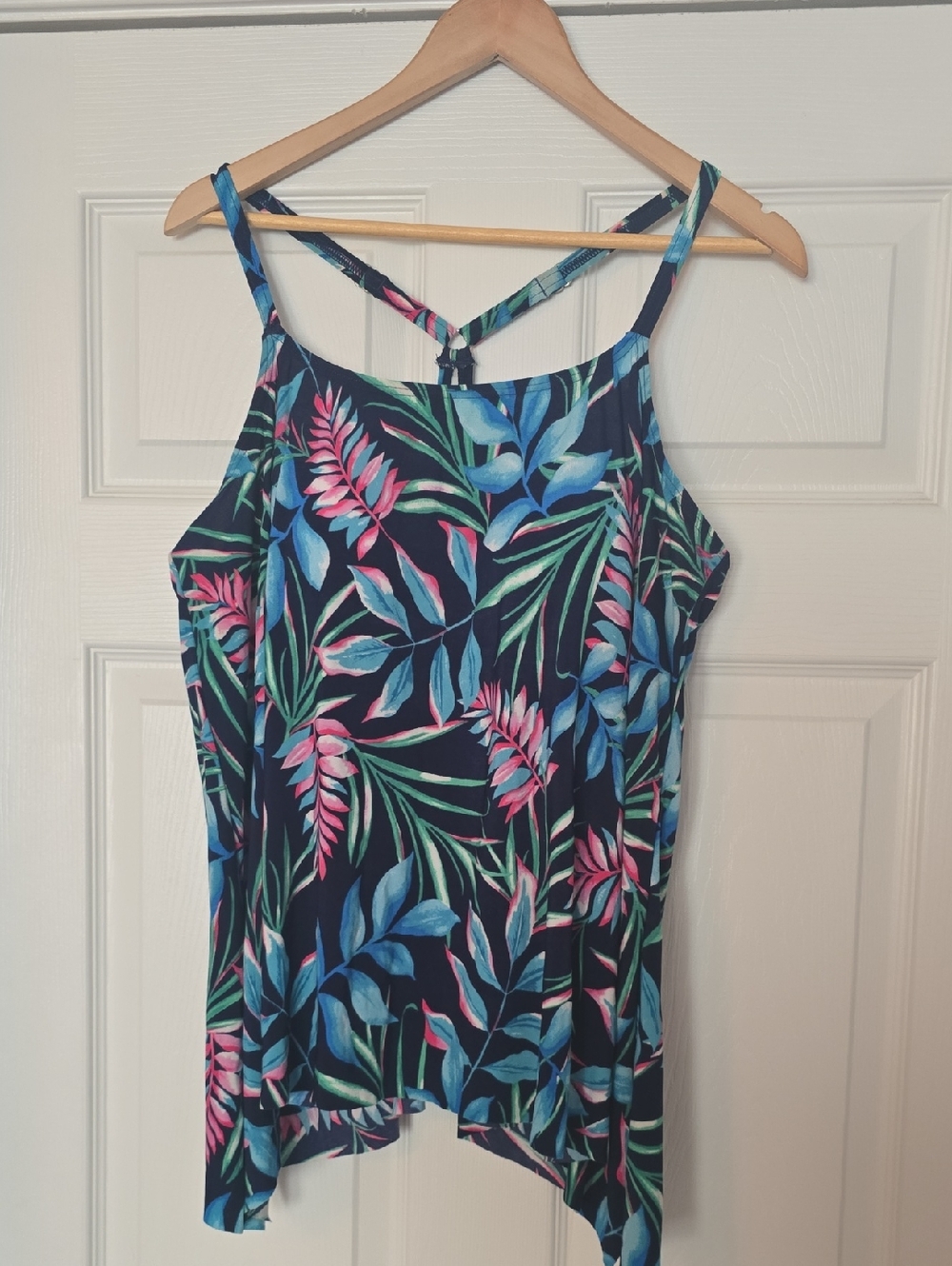 Tropical Print Racerback Tankini Top